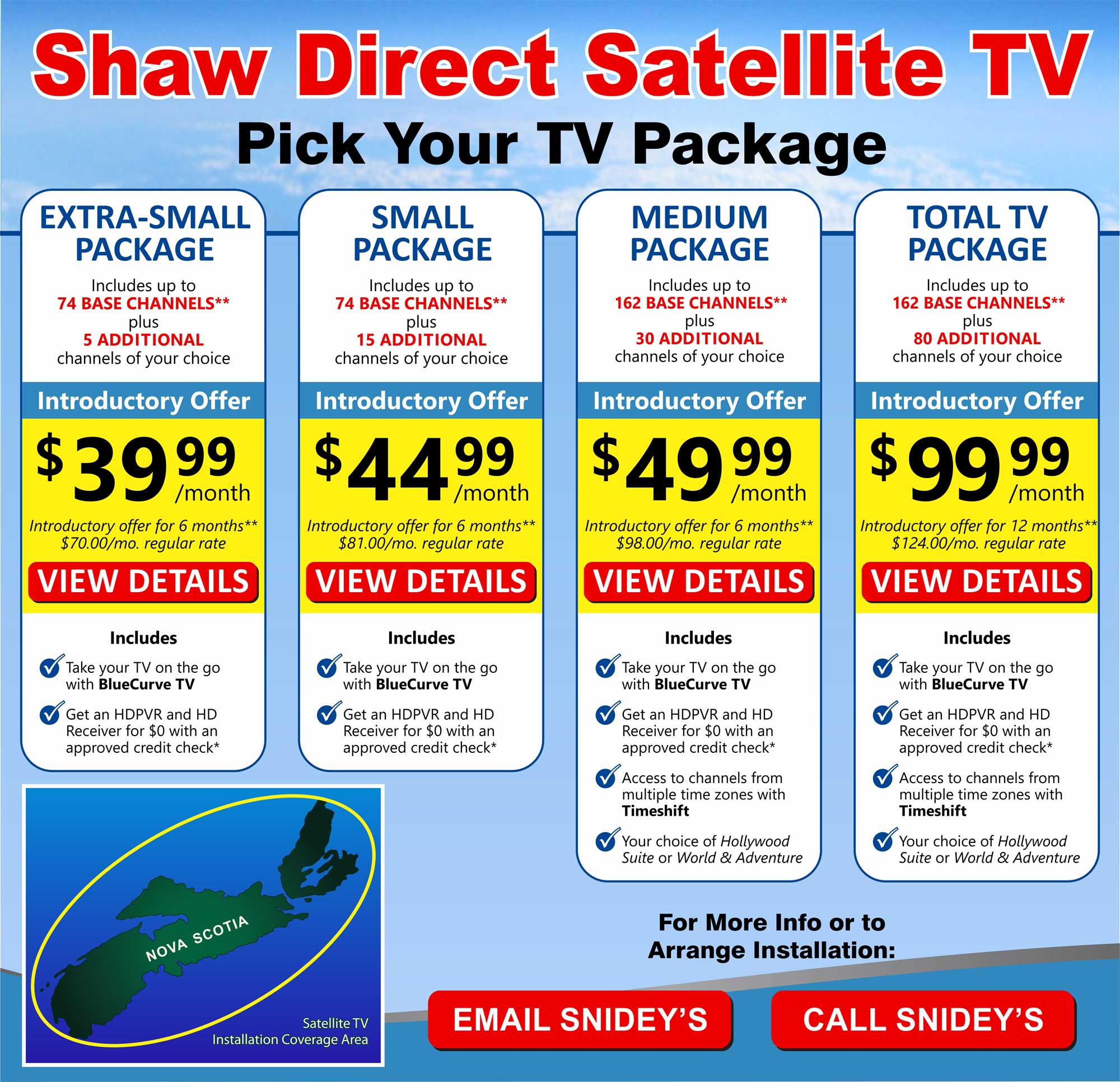 Snidey's Sales and Service Satellite TV from Shaw Direct